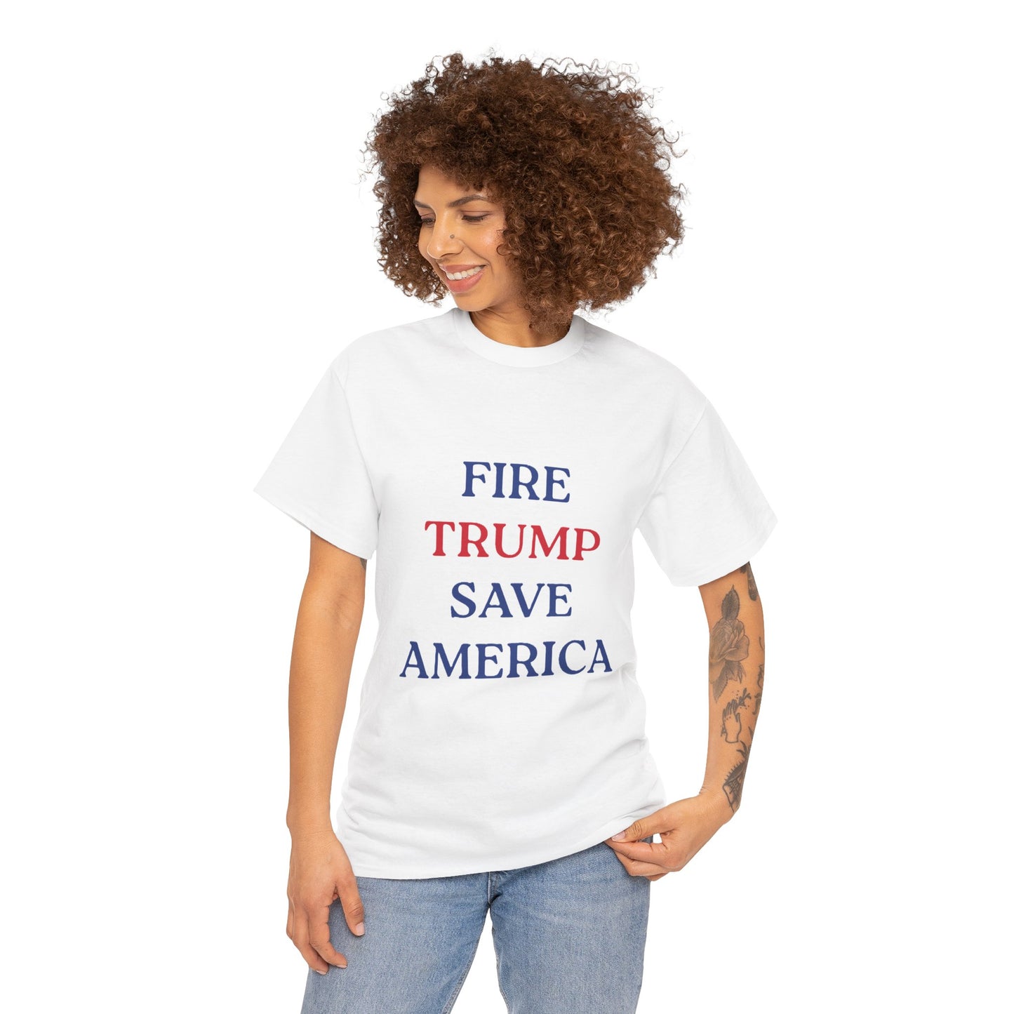 Fire Trump Save America Unisex Heavy Cotton T-Shirt - Political Statement Tee