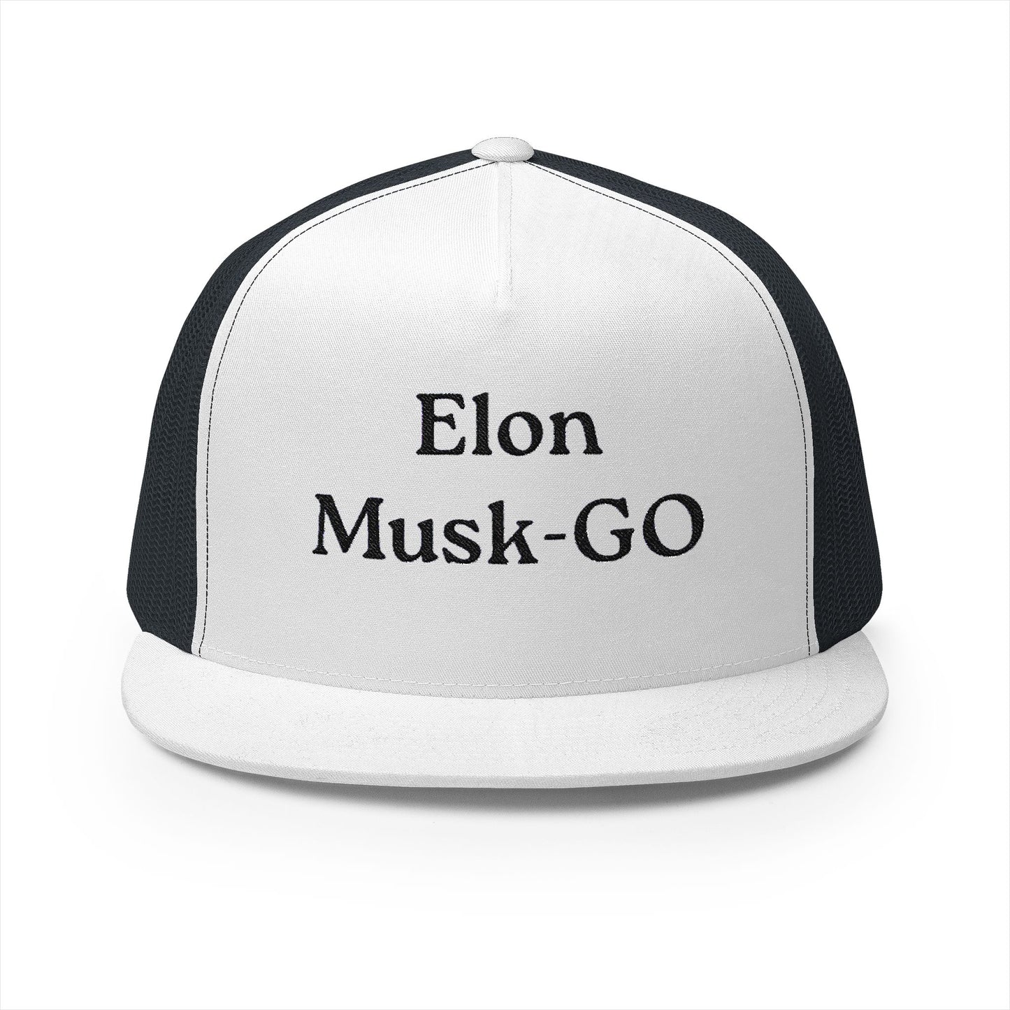 Elon Musk-GO Embroidered 5 Panel Trucker Cap - Stylish & Trendy Hat for Everyday Wear