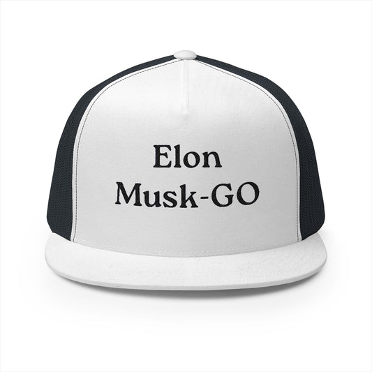 Elon Musk-GO Embroidered 5 Panel Trucker Cap - Stylish & Trendy Hat for Everyday Wear