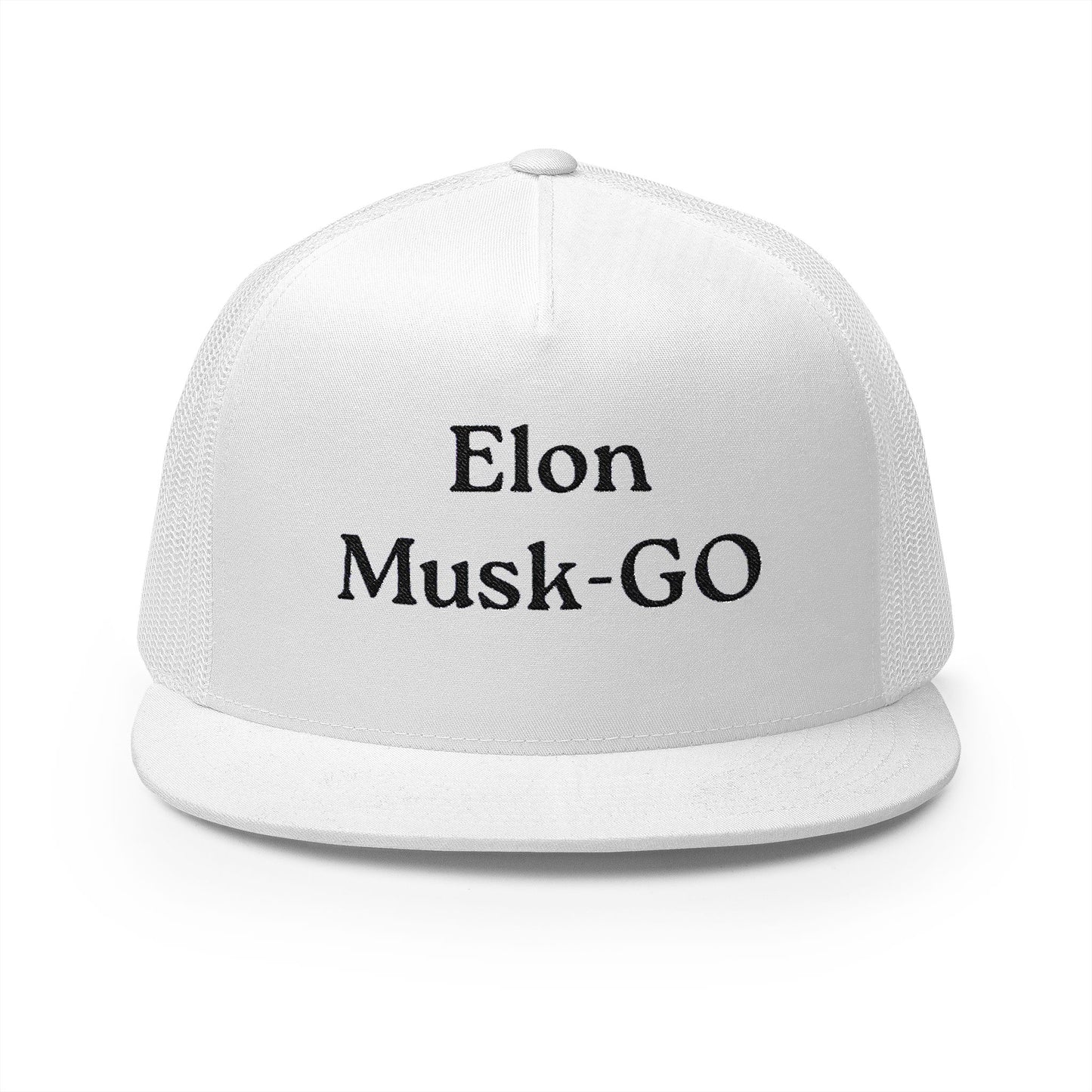 Elon Musk-GO Embroidered 5 Panel Trucker Cap - Stylish & Trendy Hat for Everyday Wear