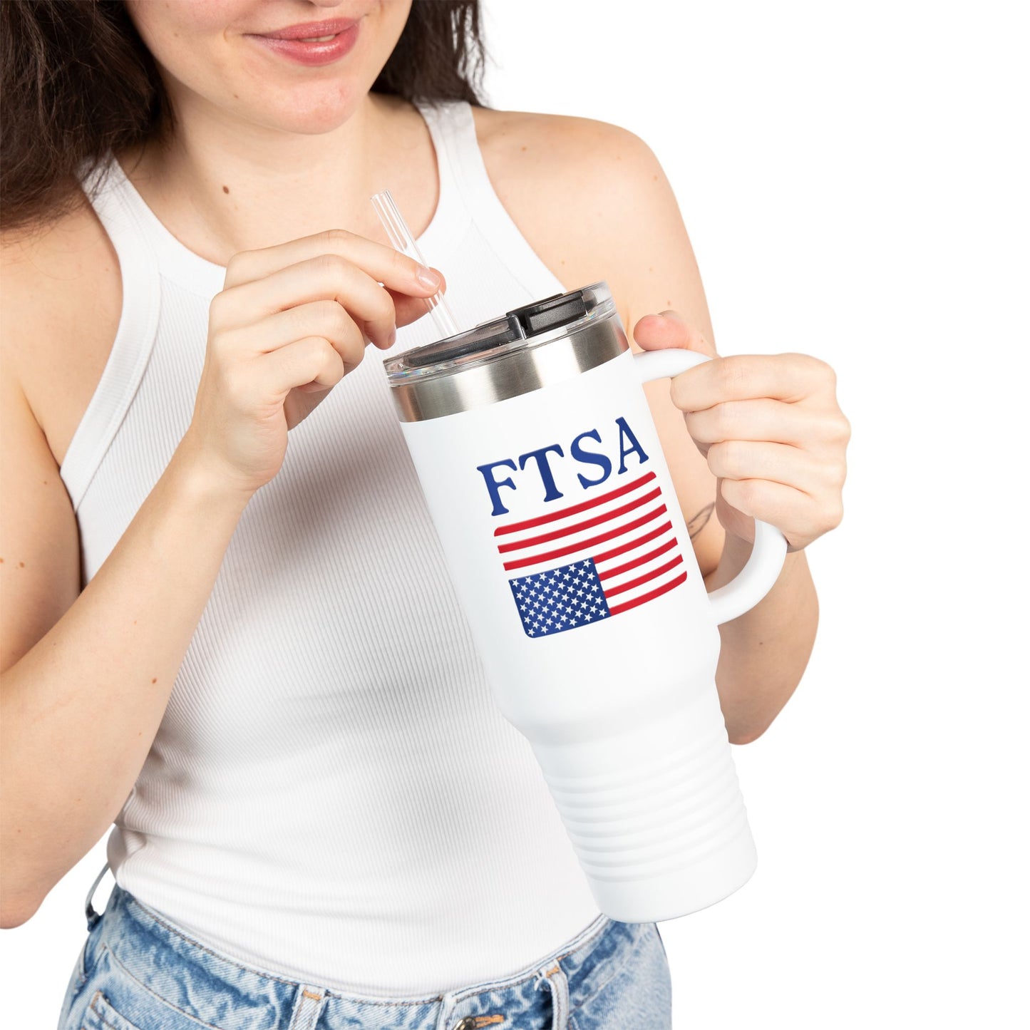 FTSA American Flag Logo - 40oz Insulated Travel Mug - Perfect for Daily Hydration & Travel