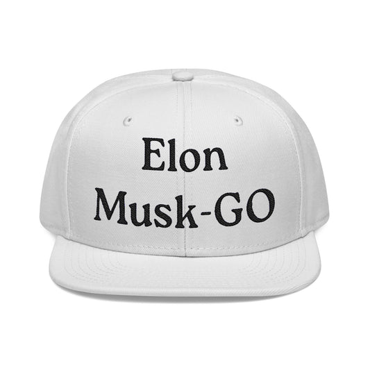 Elon Musk-GO Embroidered Snapback Cap – Trendy Adjustable Hat for Tech Enthusiasts