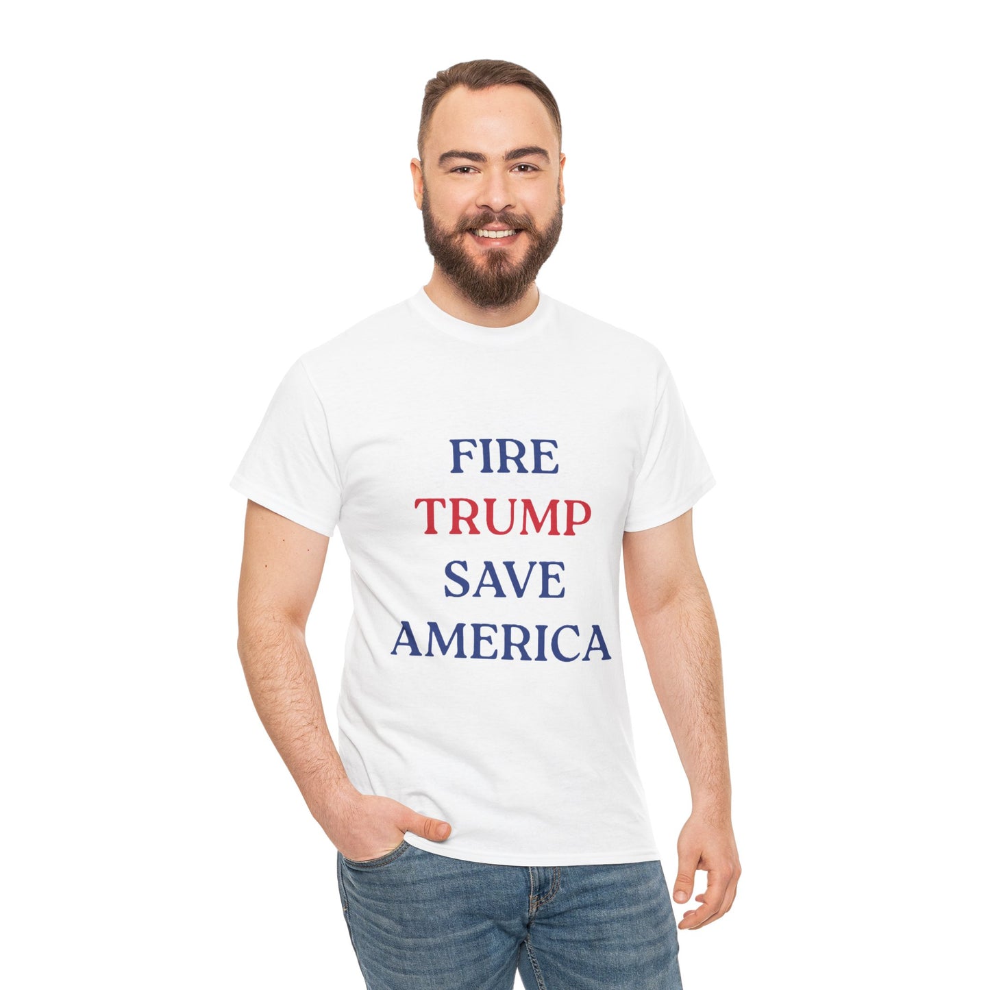 Fire Trump Save America Unisex Heavy Cotton T-Shirt - Political Statement Tee